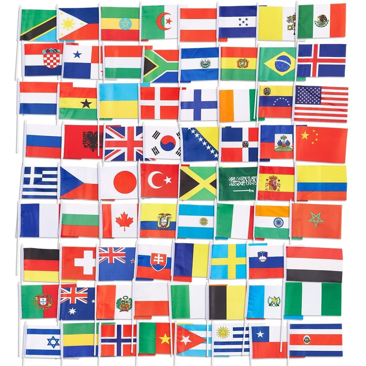 Juvale 72-Pack Country Flags - International Flags The World, Party Decorations, 72 Different Countries, Assorted Colors, 7.5 x 5.2 inches